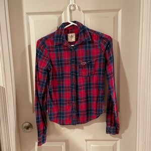 D hollister co. | red, white, blue flannel shirt